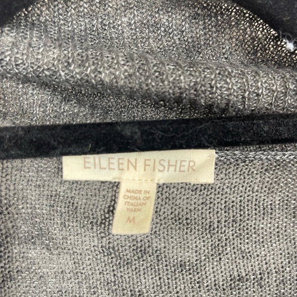 Eileen Fisher grey Open Front 100% Linen Cardigan Sweater Size Medium - Picture 5 of 6